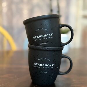 Set of 2 Starbucks 2016 Abbey Laser Etched Black Coffee Mug 12 Fl Oz